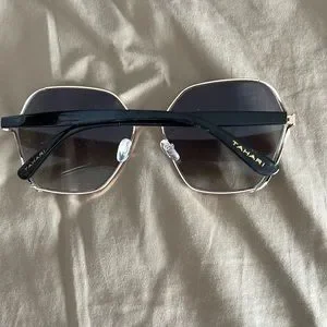 New Tahari Hexagon Gold Sunglasses Black Handles Amazon.com: TAHARI Women main image 3